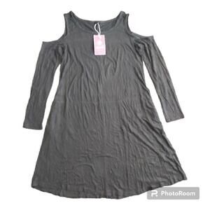 Women's PCEAIIH Black Cold Shoulder Long Sleeve Dress Size L